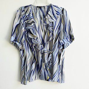 Lafayette 148 NY Arline Ruffle Silk Blouse 14 NWT